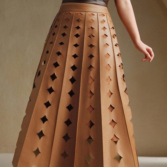 Coffee Brown Elegant Women's Skirt - Picture 2 of 6